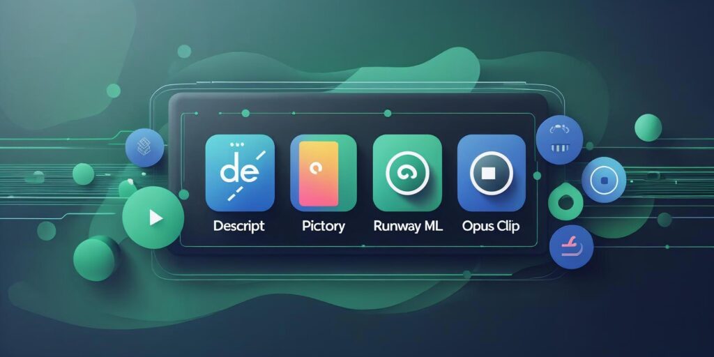 smart ai tools for faster editing descript,pictory,runway ml, opus clip