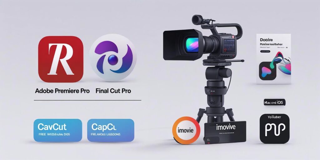 top editing tools for youtubers adobe premiere pro, final cut pro (mac only), davinci resolve (free + paid),capcut (free & mobile),imovie (free for mac ios)