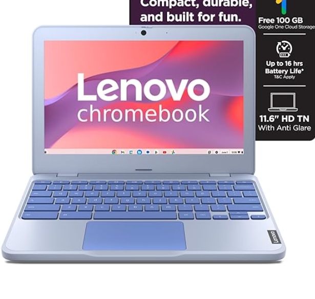 Lenovo Chromebook 11.6 Inch - Celeron N4500, 4GB RAM, 64GB eMMC, Maca Blue