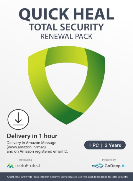 Quick Heal Total Security Renewal Upgrade Gold Pack - 1 User, 3 Years - Instant Email Delivery
