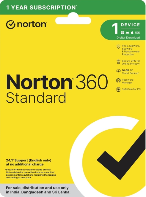 Norton 360 Standard - 1 User, 1 Year - Email Delivery