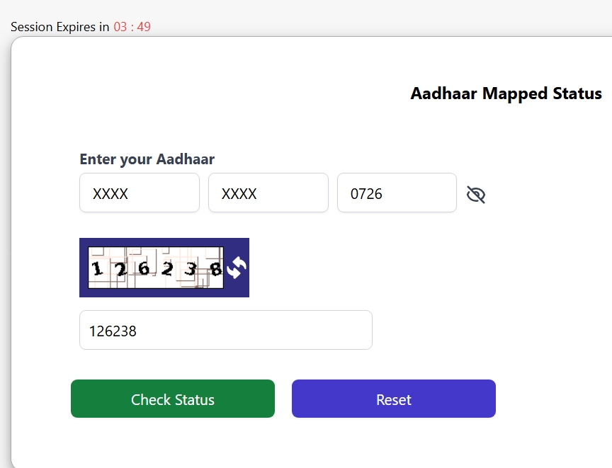 Aadhar Mapping status