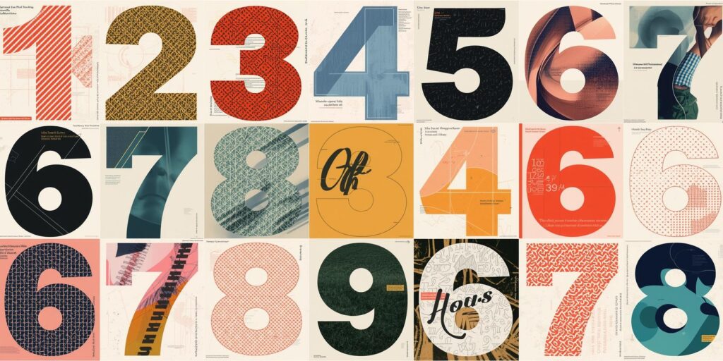 a collage of numbers