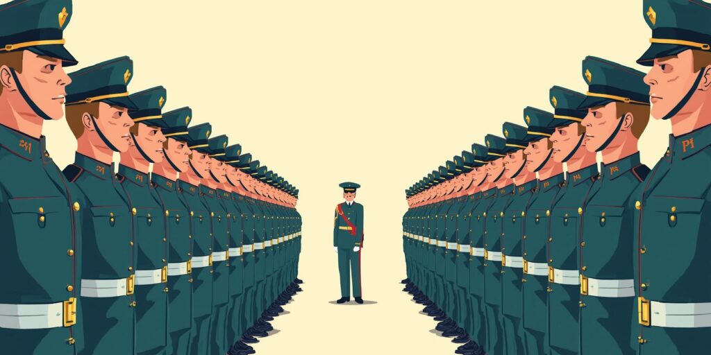 animated soldiers in formation