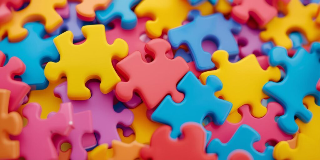 colorful math puzzle pieces