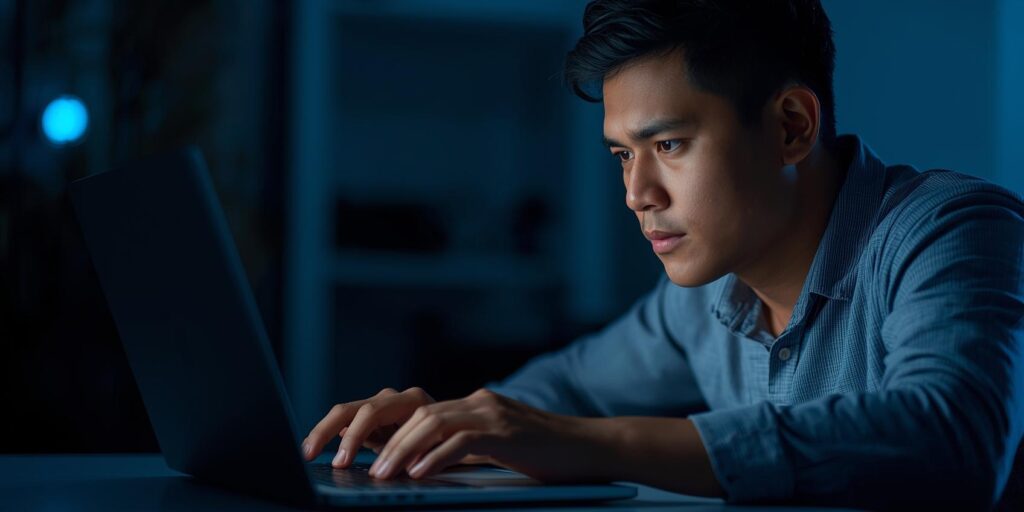 developer typing on laptop