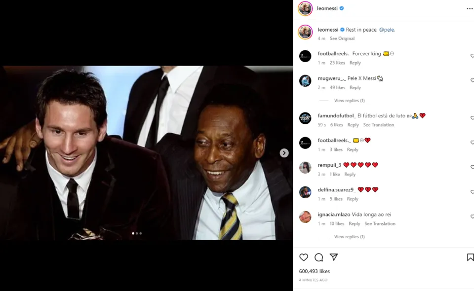 Messi Mourning Pelé (25.3M Likes)