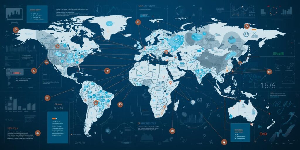 news graphics with world map