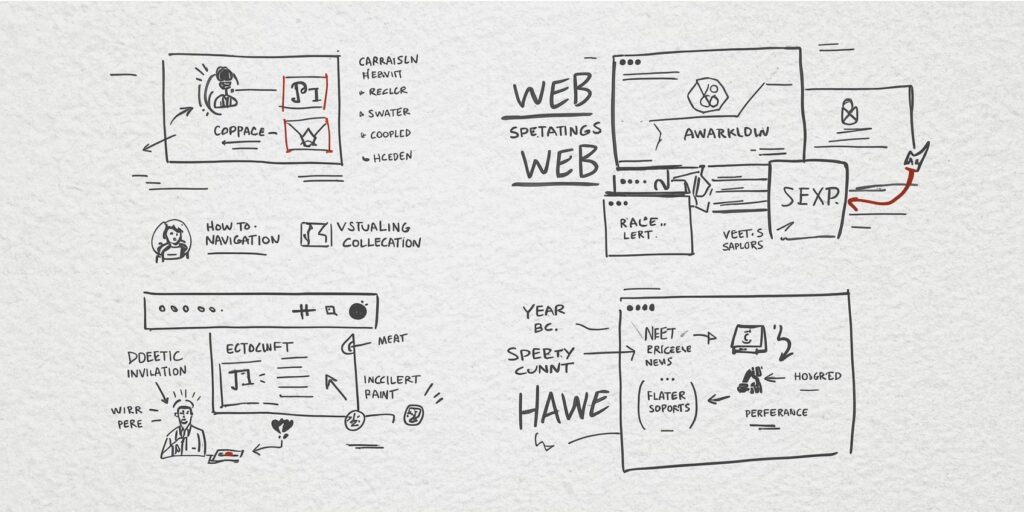 web design sketches on paper