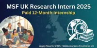 MSF UK Research Intern 2025: Paid 12-Month Internship