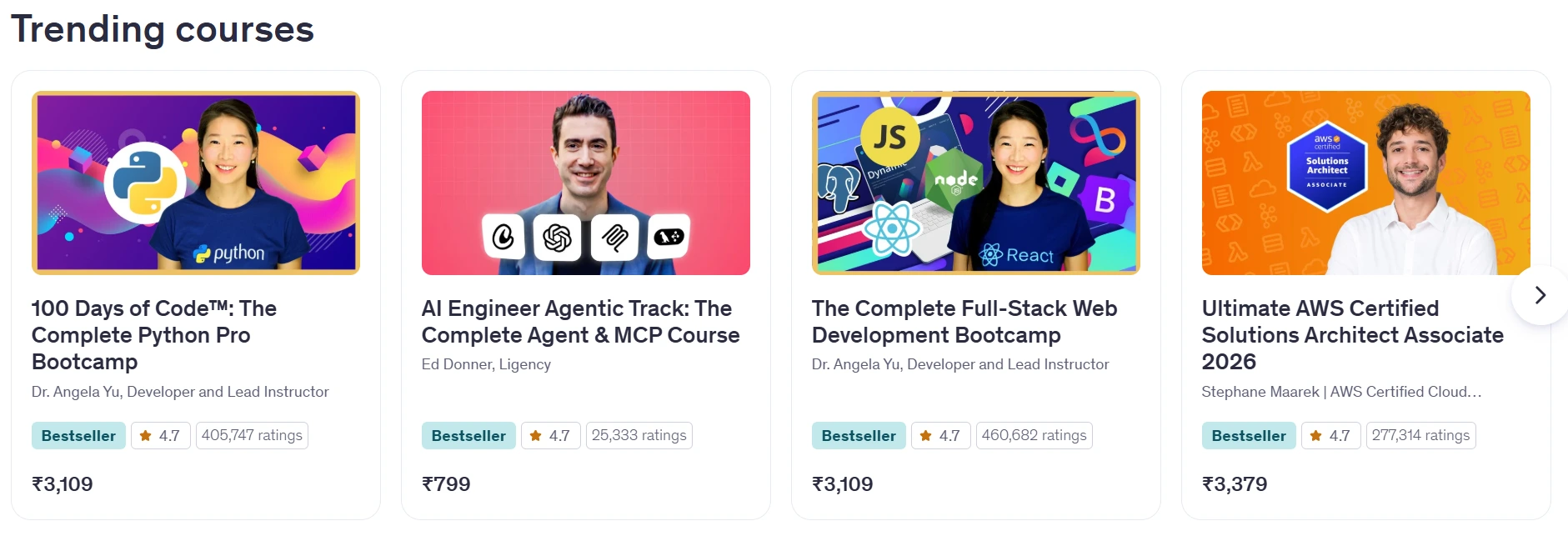 Udemy Online Courses Interface