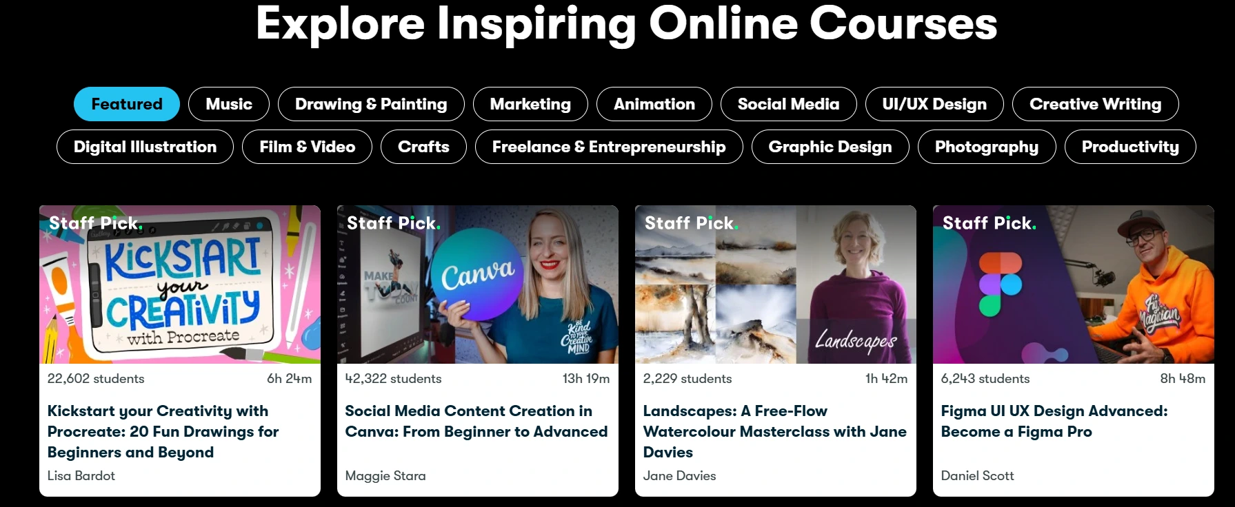Skillshare Online Classes Interface